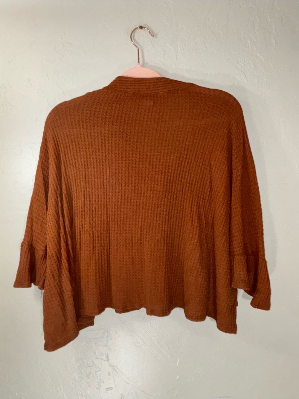 Adelyn Rae Rust Button-Neck Waffle Knit Pullover - Picture 11 of 12